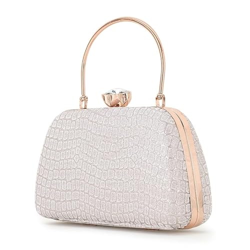 Zaib Bridal Partyware Clutch for Women – Elegant Satin Evening Purse, Wedding & Bridesmaid Clutch Bag, Formal Party Handbag, Cocktail Purse with Detachable Chain Strap for Weddings (Silver- 57No) - Image 1