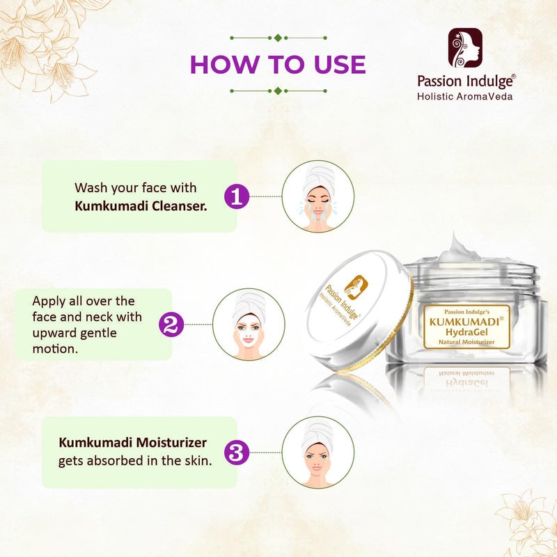 Passion Indulge Kumkumadi Hydragel Moisturizer For Face with SPF 15 â€“Saffron, Vetiver essential Oil & 16 Natural Herbs For Hydrating, Anti-Aging, Radiance-Enhancing | All Skin Typesâ€“50g - Image 4