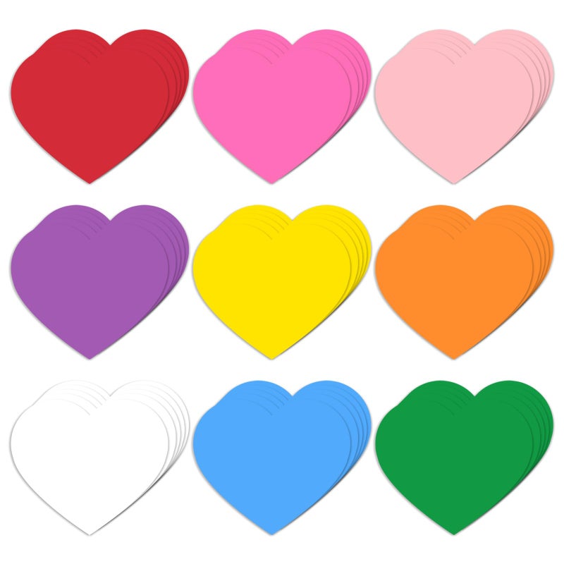 Bazyrock 108 Pcs Heart Cutout Paper  9 Colors Heart Shapes 3.93 X 3.93 In  Classroom Bulletin Board Decorations For School And Valentines Day Crafts - Image 1