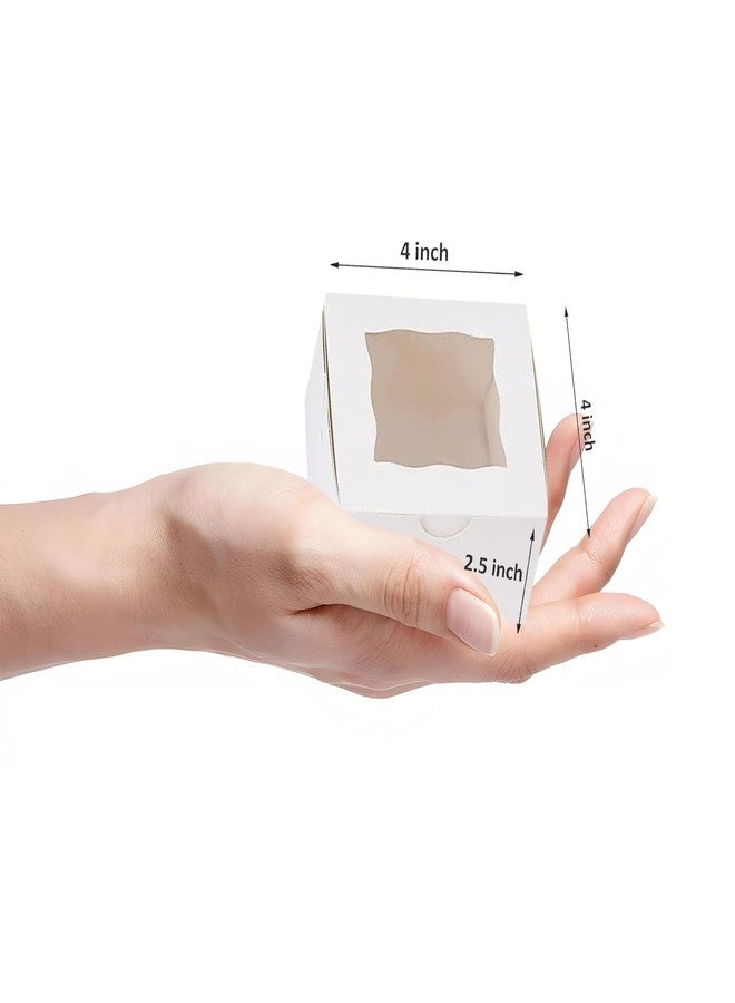 Packpal 100Pack 4x4x2.5 Cookie Boxes with Window, White Bakery Boxes for Treats, Gift Packaging For Valentines Day, and Party Favors, Candies, and Small Desserts, Sturdy & Easy Assembly - Image 2