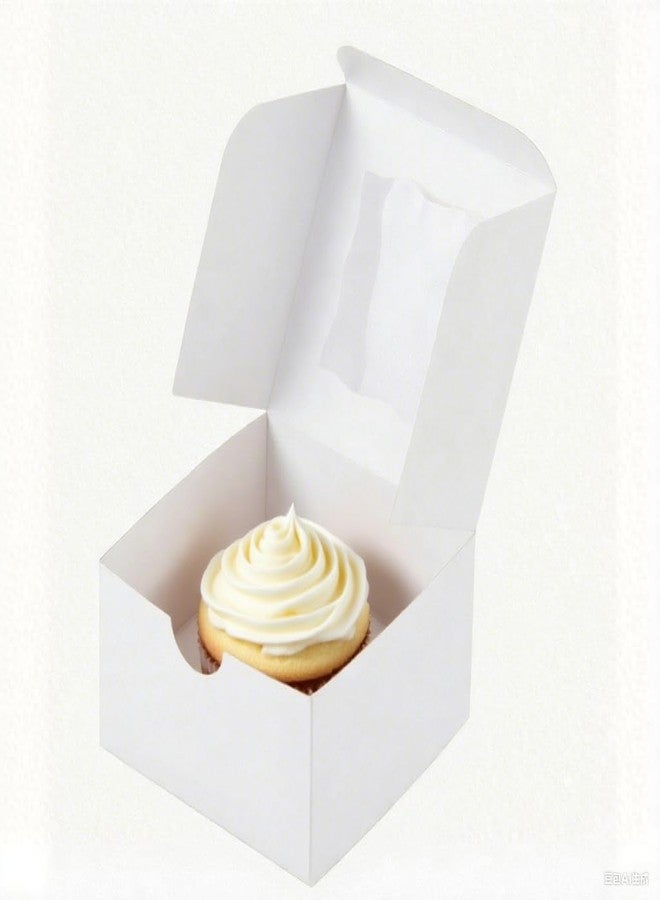 Packpal 100Pack 4x4x2.5 Cookie Boxes with Window, White Bakery Boxes for Treats, Gift Packaging For Valentines Day, and Party Favors, Candies, and Small Desserts, Sturdy & Easy Assembly - Image 4