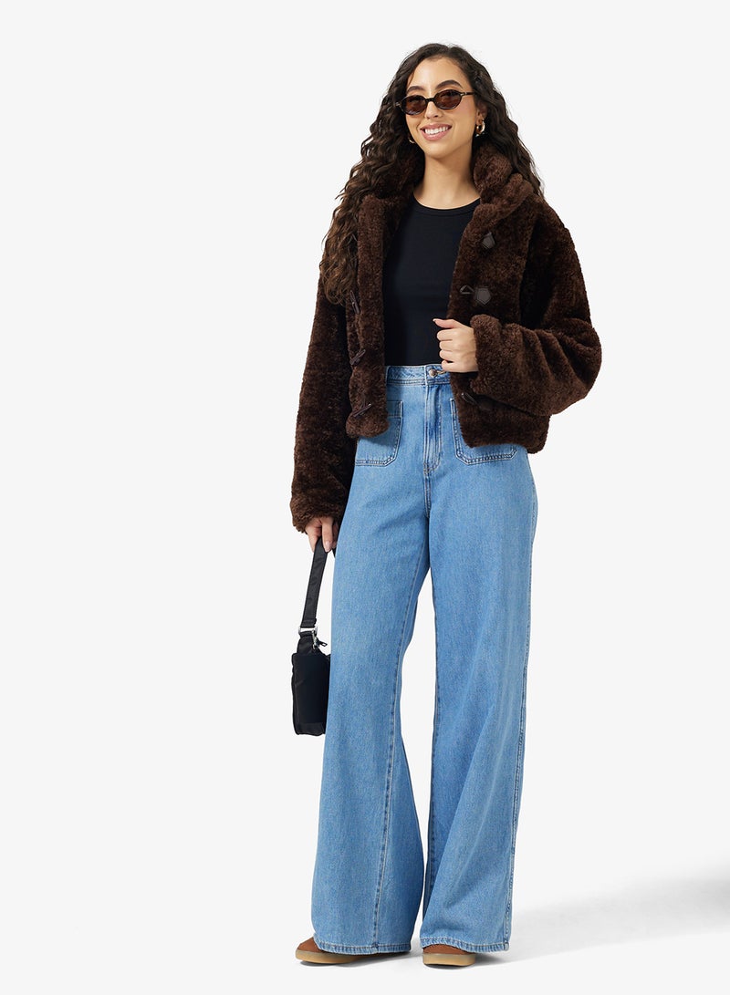 جينجر جاكيت فرو صناعي بغطاء رأس - Image 4