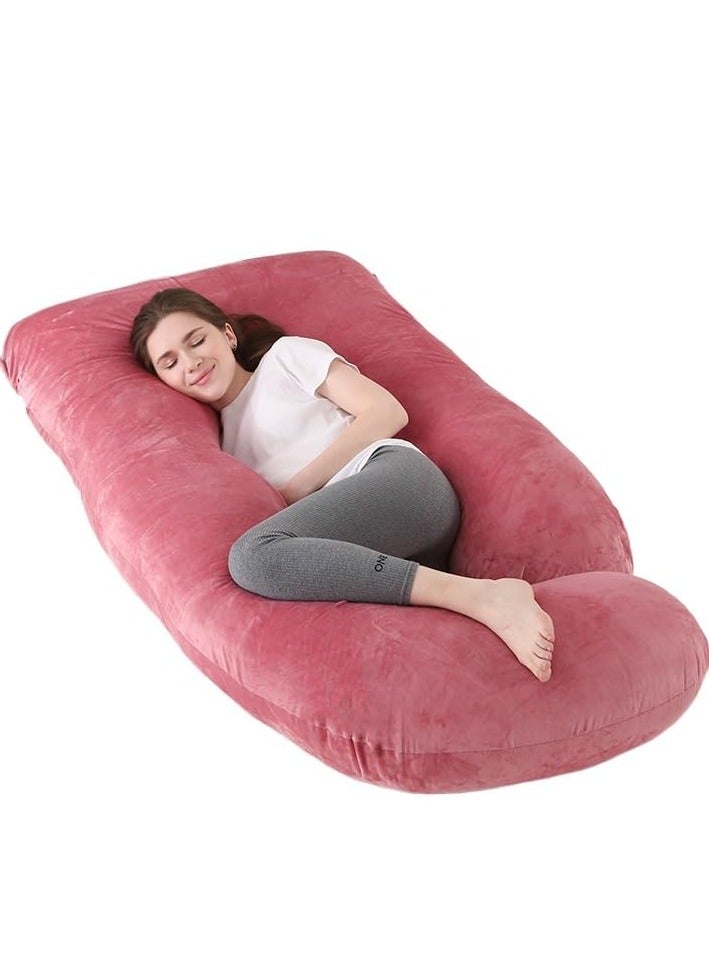Arabest Pregnancy Pillow C Shaped Full Body Pillow with Velvet Cover Pink Maternity Pillow for Pregnant Women,69 inch Full Body Pillows （Pink） - Image 1