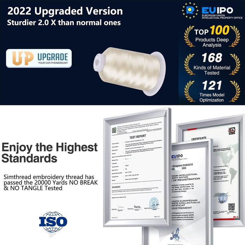 Simthread Embroidery Thread 5500 Yards Ivory 902, 40wt 100% Polyester for Brother, Babylock, Janome, Singer, Pfaff, Husqvarna, Bernina Machine - Image 3