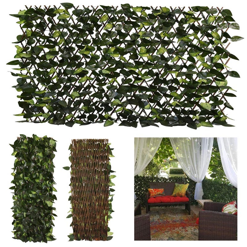GLANT Expandable Fence Privacy Screen for Balcony Patio Outdoor,Decorative Faux Ivy Fencing Panel,Artificial Hedges (Single Sided Leaves) (1, Green-Verdant) - Image 1