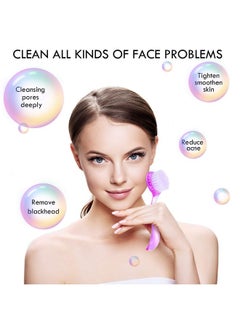 Patelai 3 Pieces Facial Cleansing Brush Acrylic Handle Face Scrubbers Soft Bristle Exfoliator Cleaner Brush Scrub Exfoliating Facial Brush For Face Care Makeup Skincare Removal (Pink Purple Blue)  - Image 2