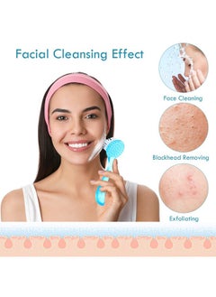 Patelai 3 Pieces Facial Cleansing Brush Acrylic Handle Face Scrubbers Soft Bristle Exfoliator Cleaner Brush Scrub Exfoliating Facial Brush For Face Care Makeup Skincare Removal (Pink Purple Blue)  - Image 3