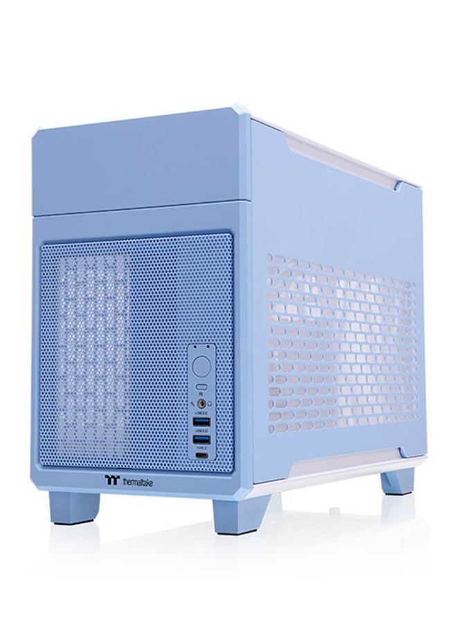 Thermaltake TR100 Hydrangea Blue Mini Tower Chassis - Compact Dual-Chamber Design, Supports Mini-ITX Motherboards, Up to 360mm GPU, 240/280mm Top Radiator, SFX PSU, 2 x USB 3.0, USB Type-C, 1 x 120mm/140mm Fan Support, Optional 3.9" LCD Screen, Magnetic Panels, Travel Trunk Compatible | CA-11A-00SFNN-00 - Image 2