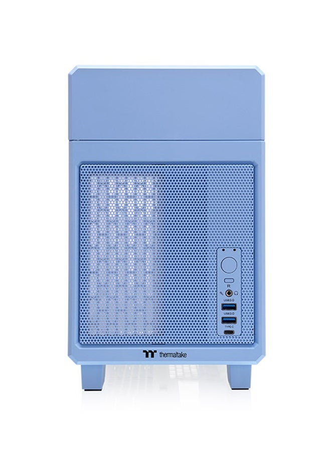 Thermaltake TR100 Hydrangea Blue Mini Tower Chassis - Compact Dual-Chamber Design, Supports Mini-ITX Motherboards, Up to 360mm GPU, 240/280mm Top Radiator, SFX PSU, 2 x USB 3.0, USB Type-C, 1 x 120mm/140mm Fan Support, Optional 3.9" LCD Screen, Magnetic Panels, Travel Trunk Compatible | CA-11A-00SFNN-00 - Image 4