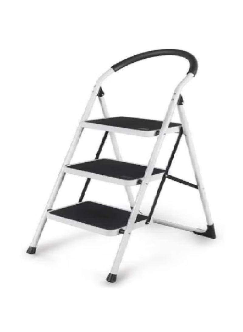 Foldable Ladder 3 Steps, Home Ladder Folding Step Stool with Wide Anti-Slip Pedal, Adults Folding Sturdy Steel Ladder for Home,Kitchen, Garden, Office - Image 1