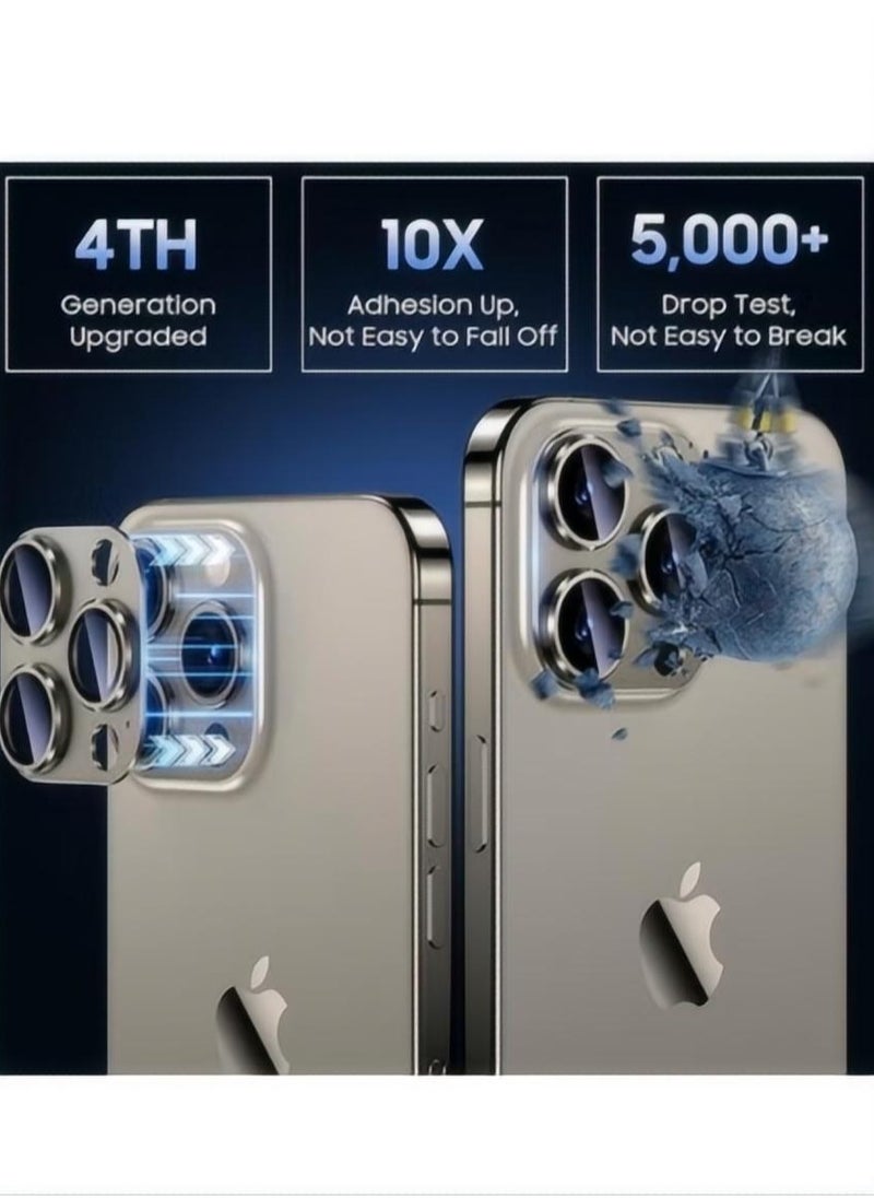 Generic For iPhone 16 Pro/iPhone 16 Pro Max Camera Lens Protector [Drop Protection] [Full Coverage] [3D Metal] [Case Friendly] Tempered Glass Camera Cover for iPhone 16 Pro Max—Natural Titanium  - Image 2