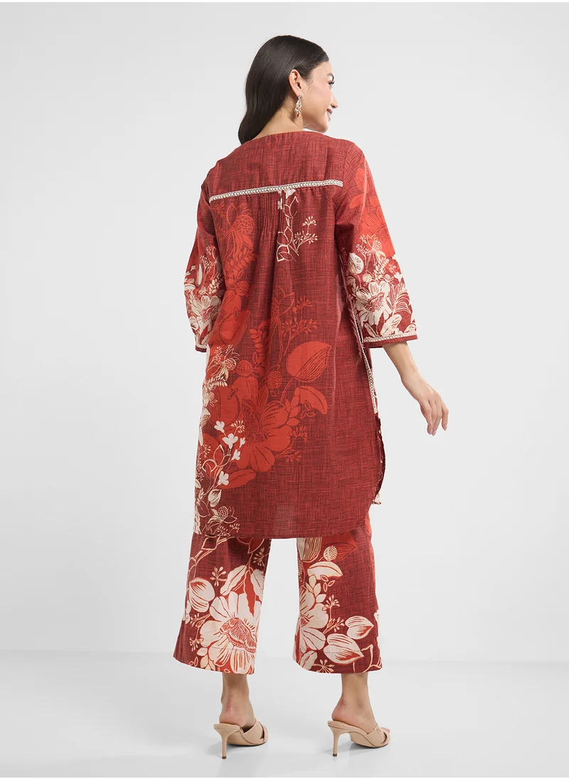 Biba Printed Kurta & Palazzo Set