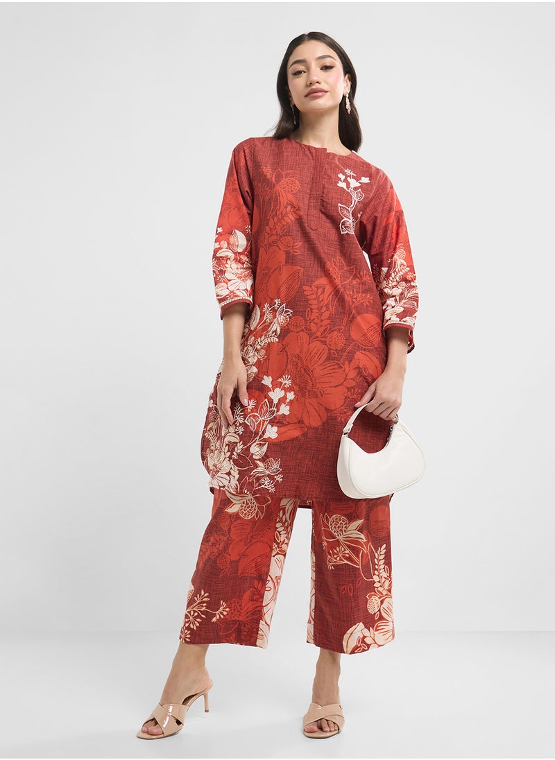 Biba Printed Kurta & Palazzo Set  - Image 5