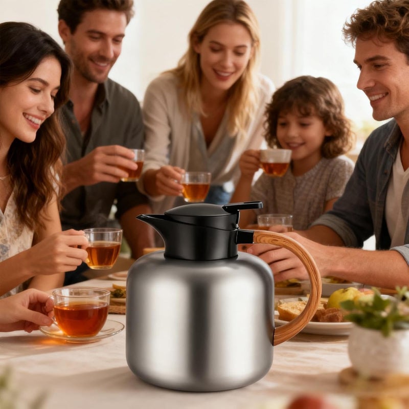 2L Insulated Water Carafe - Vacuum Double-Walled Stainless Steel Pitcher for Hot & Cold Beverages, Leak-Proof Thermal Coffee & Tea Jug, Portable Water Bottle for Home, Office, Camping, Restaurant Use - Image 5