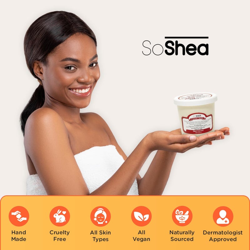 SoShea Whipped Shea Butter Black Coconut - Nourishes, Moisturizes & Renews | 100% African Pure Shea Butter | Cold-Pressed & Cold-Processed | No Dyes & Parabens | Vegan | 11.50oz / 326oz - Image 4