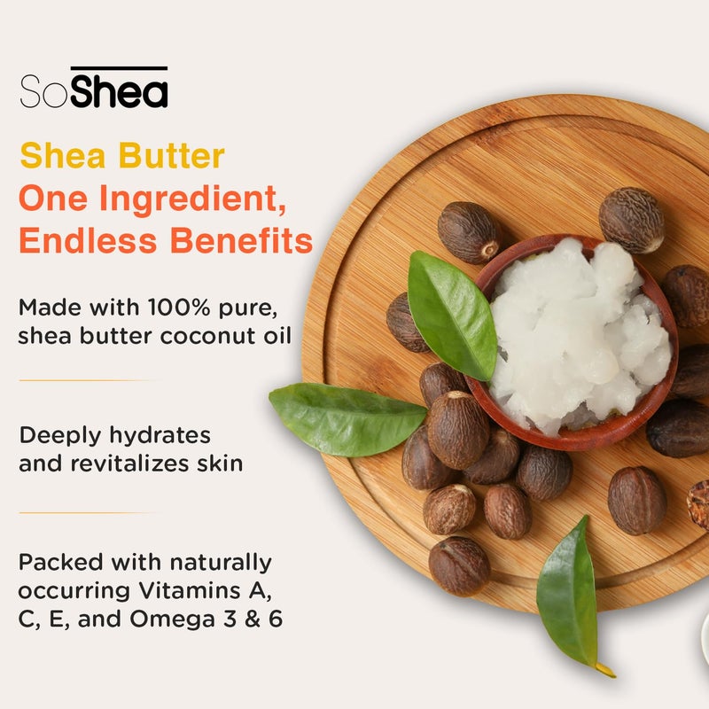 SoShea Whipped Shea Butter Black Coconut - Nourishes, Moisturizes & Renews | 100% African Pure Shea Butter | Cold-Pressed & Cold-Processed | No Dyes & Parabens | Vegan | 11.50oz / 326oz - Image 3
