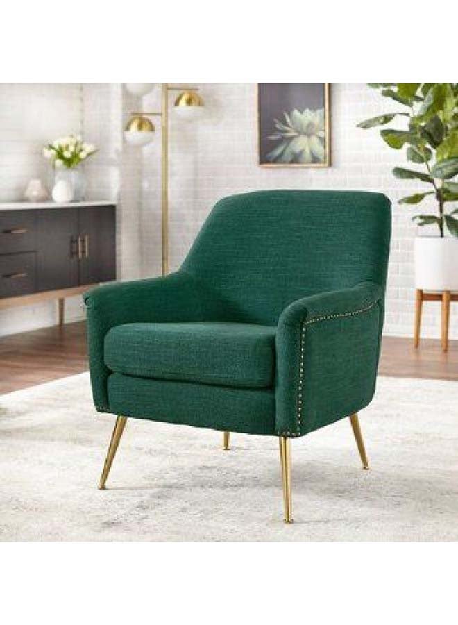 Al Home Emerald Green Linen Chair Swedish Wood By Alhome - 110110687 80x85 cm 