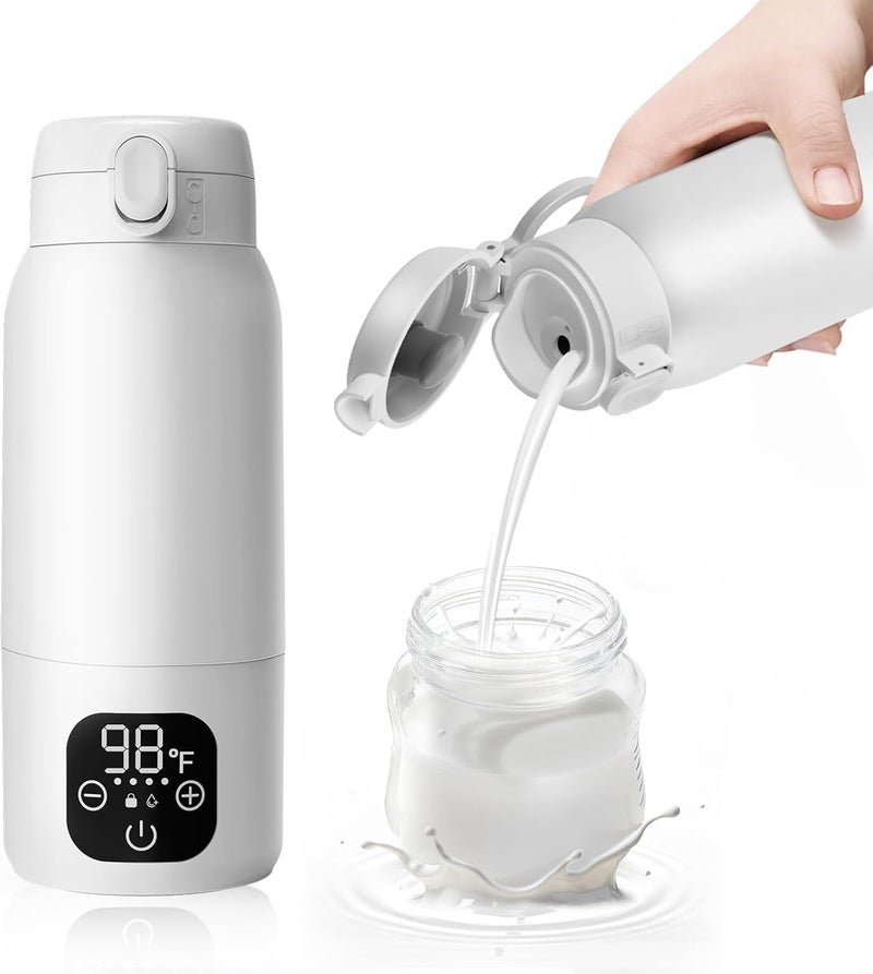 Snomd Portable Bottle Warmer for Travel 3Min Fast Heating for Breast Milk Formula Water 17oz Large 316L Stainless Steel Flask Long Battery Life Precise Temp Control for CarAirplane - Image 2