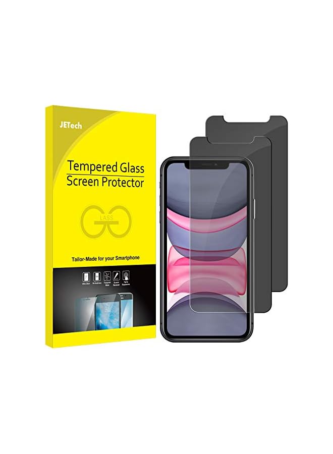 JETech Privacy Screen Protector for iPhone 11 and iPhone XR 6.1-Inch, Anti Spy Tempered Glass Film, 2-Pack - Image 1