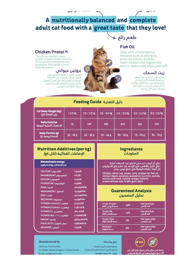 HORAYRA Dry Cat Food With Chicken Adult 1.5kg  - Image 2