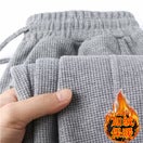 Thick Fleece-Lined Waffle Knit Trousers for Men light gray "fleece-lined k211 cool c] 
