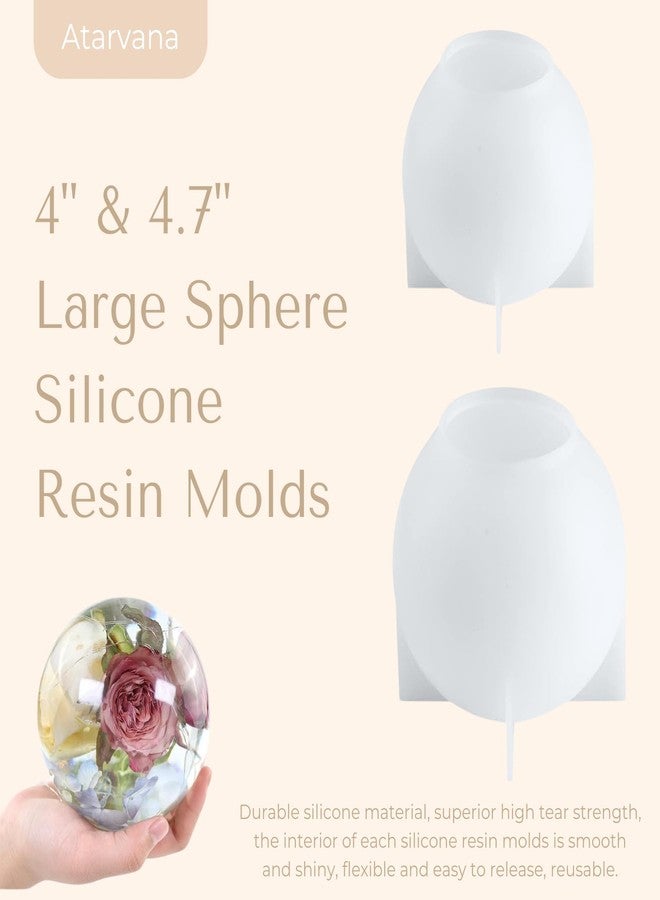 Atarvana 2 Pcs Large Sphere Resin Molds, 4.7'' & 4'' Ball Shape Silicone Molds w/ 5 Droppers & 10 Disposable Mixing Cups, Seamless Globe Epoxy Casting Mould for DIY Crafts Flower Keepsakes Home Decor - Image 2