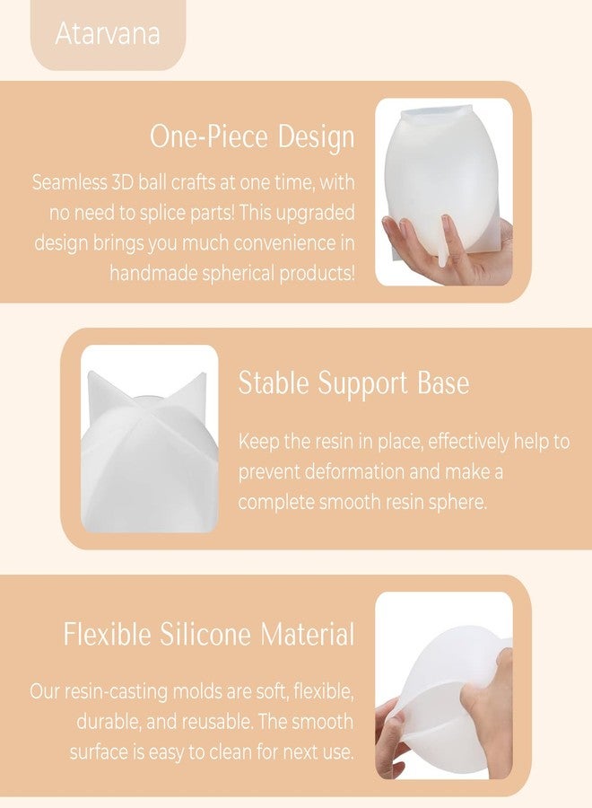 Atarvana 2 Pcs Large Sphere Resin Molds, 4.7'' & 4'' Ball Shape Silicone Molds w/ 5 Droppers & 10 Disposable Mixing Cups, Seamless Globe Epoxy Casting Mould for DIY Crafts Flower Keepsakes Home Decor - Image 4