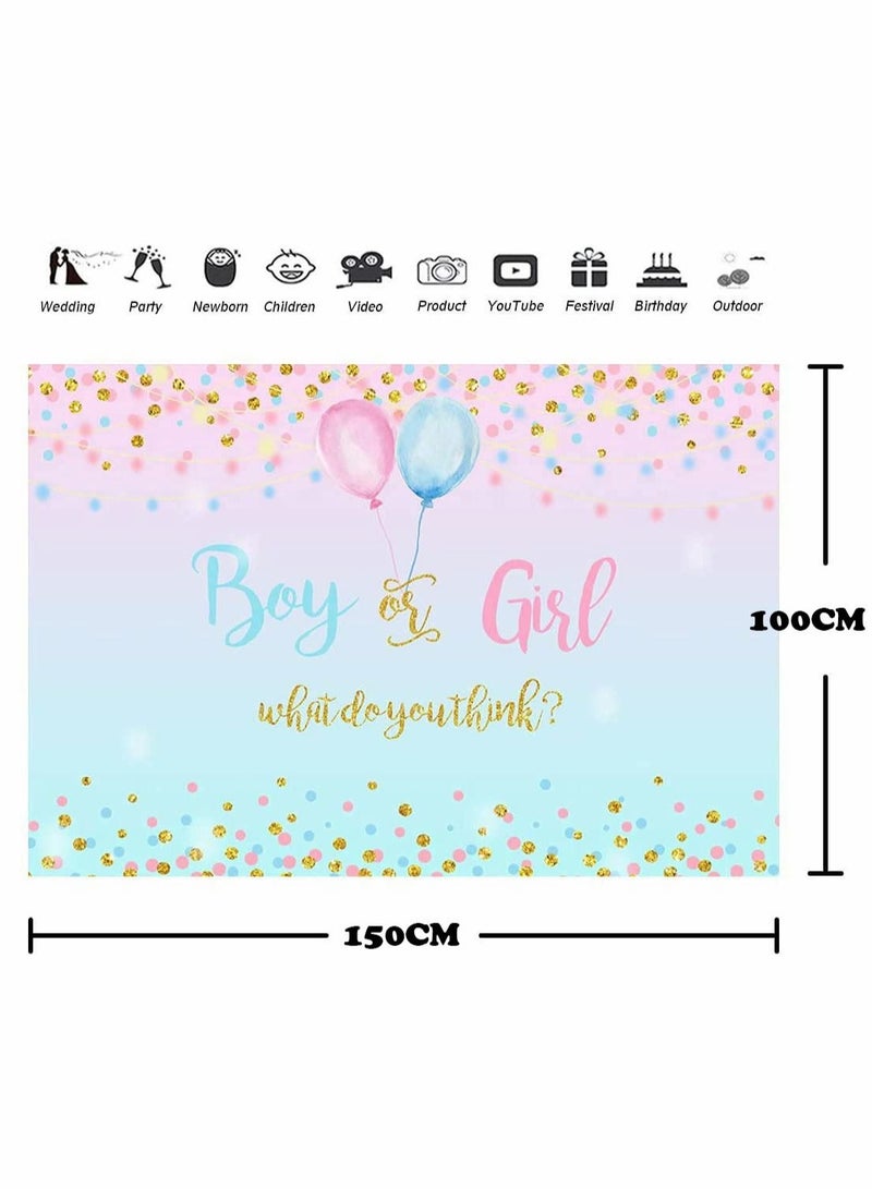 كابتن تيك Baby Gender Reveal Party Supplies, Gender Backdrop Background Banner - Image 2