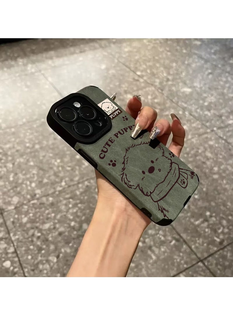 NIBEMINENT Scarf Puppy Protective TPU Case Cover For IPhone 15 Plus, Green