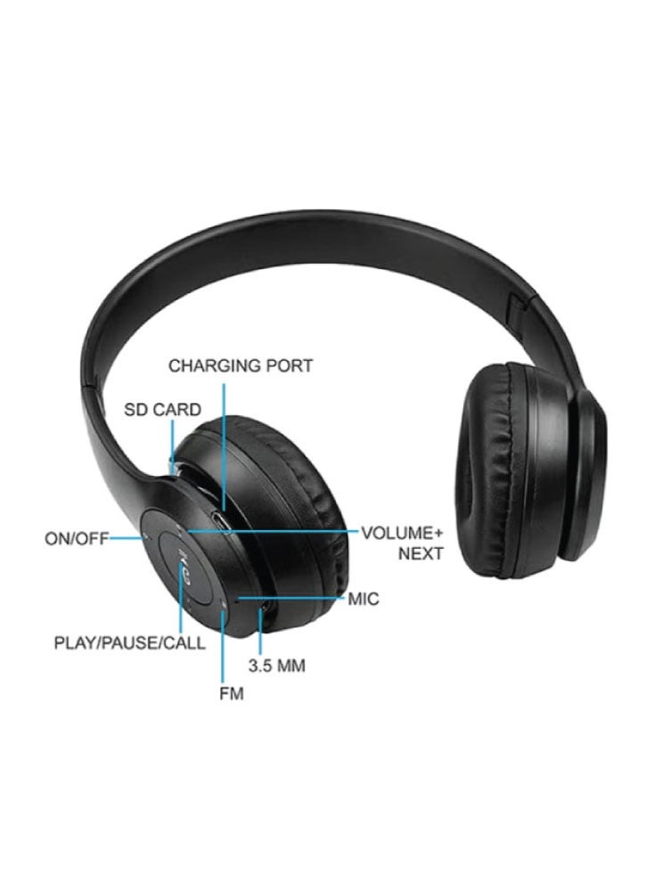 P47 Wireless Headphone | Bluetooth 5.0+EDR | High-Quality Stereo Sound | Built-in Microphone | Long Playtime with Button Control - Image 3