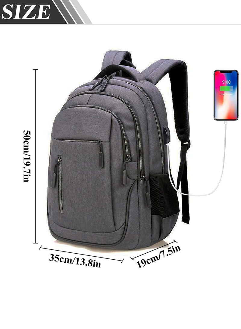 Qiccijoo Laptop Backpack for Men & Women Business Travel Backpack with Usb Charging Port College School Computer Backpack Fits 15.6 Inch Laptop Notebook(Dark Grey) - Image 2
