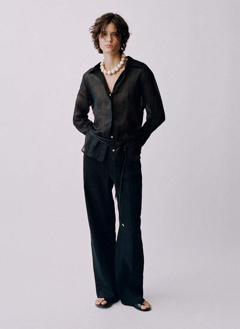 MANGO Straight Linen Bow Pants  - Image 4
