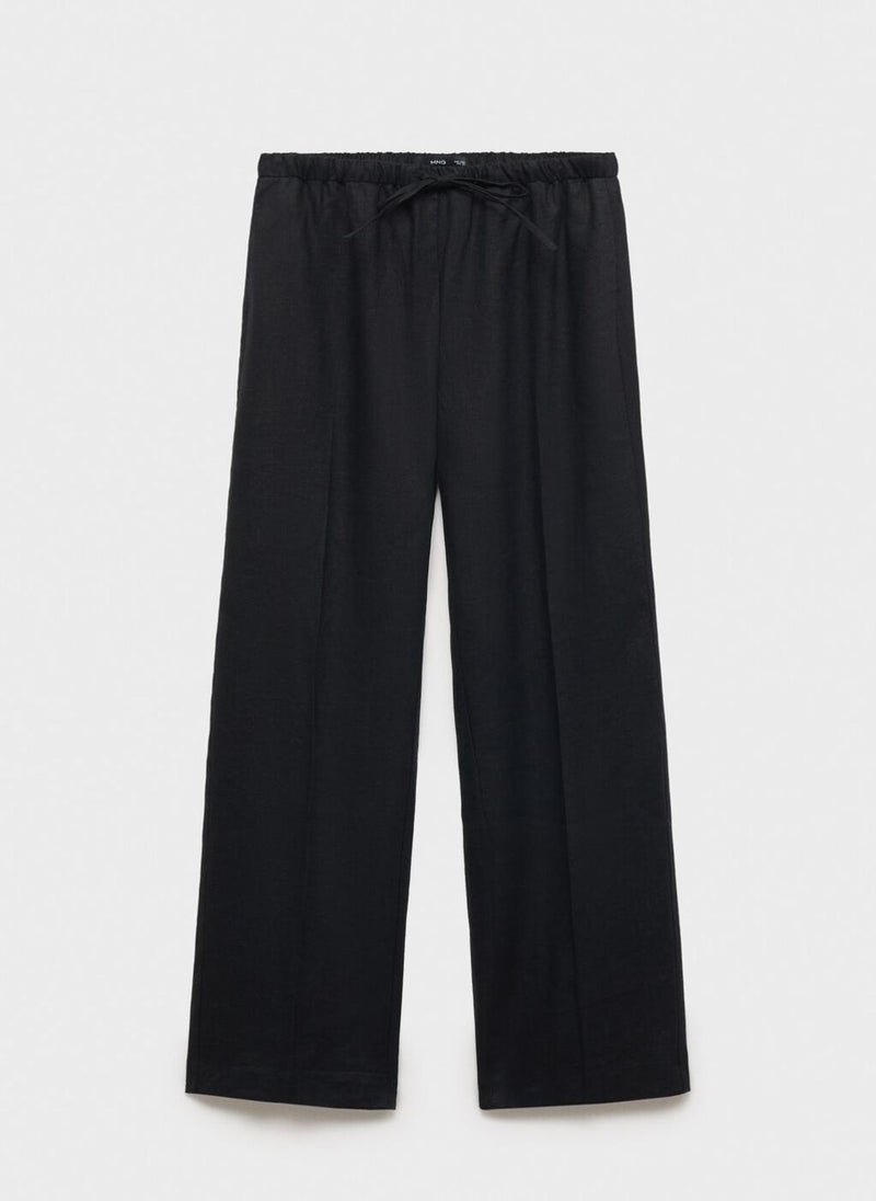 MANGO Straight Linen Bow Pants  - Image 5