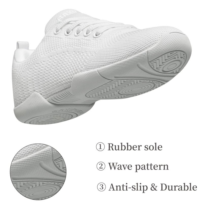 BAXINIER Girls White Cheerleading Shoes Breathable Youth Cheer Competition Sneakers Athletic Training Dance Tennis Walking Shoes - White 1 Little Kid - Image 5