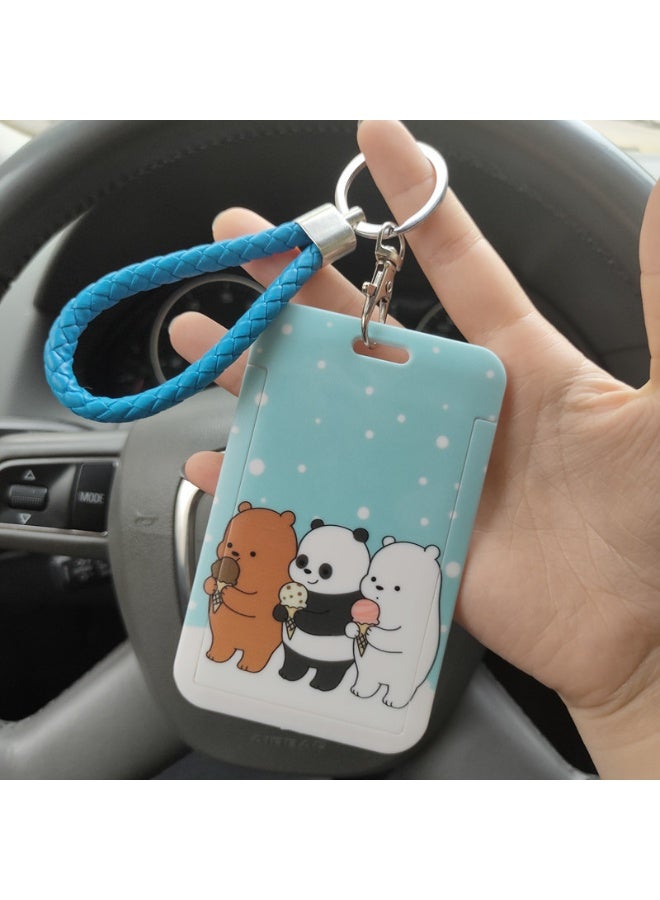 NIBEMINENT 1 - Piece Cute Bear Doll Kpop Photo Card Holder Pendant Key Chain ID Badge Holder ID Card Holder Photo Card Protector for School ID Office ID Access Card for Women Girls