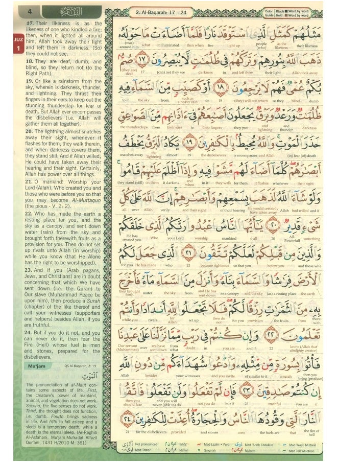 The Noble Quran Almaqdis Al- Al-Kareem Word-By-Word Translation & Color Coded Tajweed (Arabic-English) [A5 small size]  - Image 5