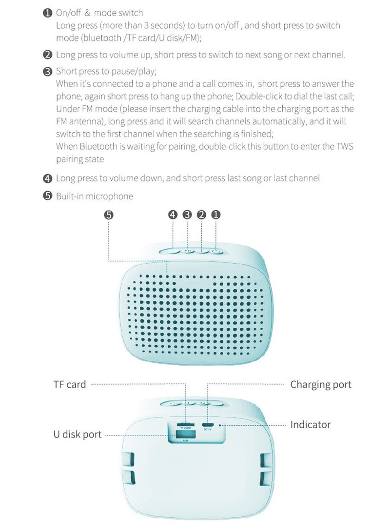 Yoobao Bluetooth Speaker Portable Wireless Bluetooth Speaker 2000mah Capacity For Indoor,Outdoor And Travel Blue - Image 5