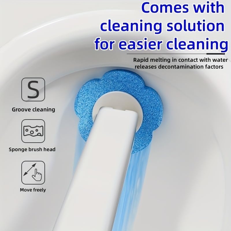 Dexmary Disposable Toilet Brush with 24 PCS Replacement Heads, Disposable Toilet Bowl Cleaner Wand, Automatic Lid Opening, Toilet Wand Kit, Disposable Toilet Brush Refills, White - Image 3