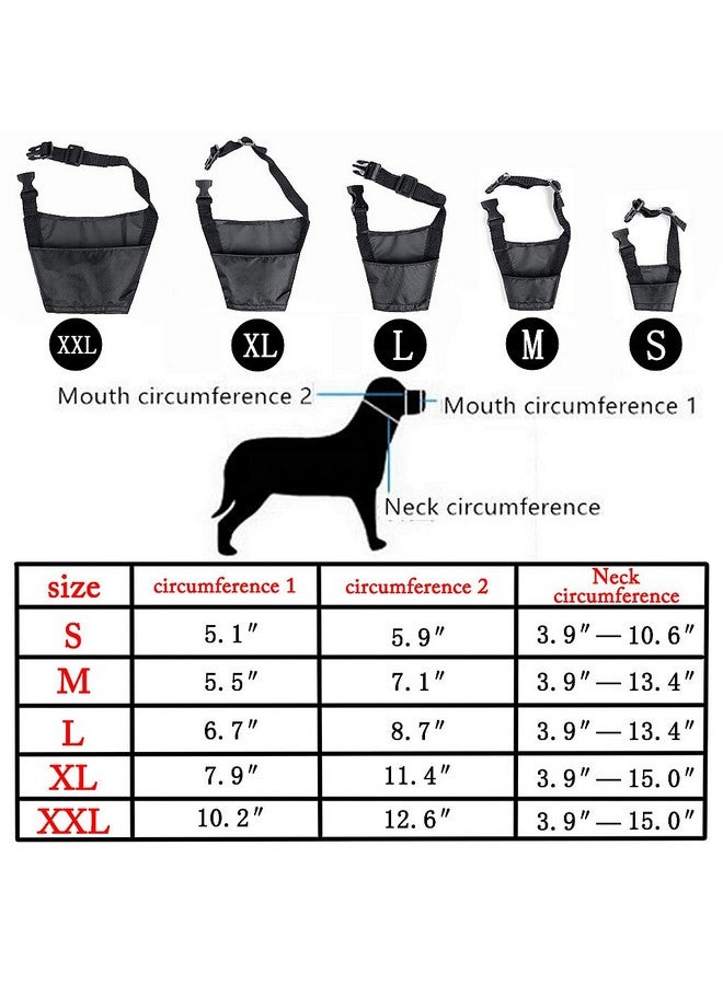 EWINEVER 5Pcs/Set Adjustable Breathable Safety Small Medium Large Extra Dog Muzzles For Anti-Biting Anti-Barking Anti-Chewing Safety Protection(Black) - Image 2