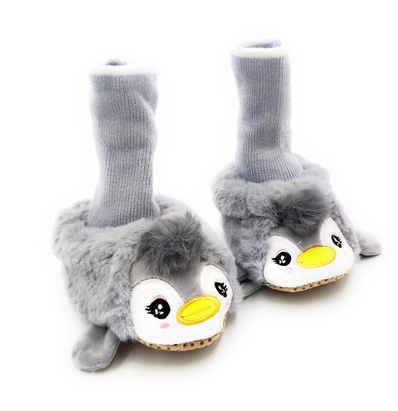 THE DDS STORE Non-Slip Baby Floor Socks - Cute Cartoon Pattern for Boys and Girls - Anti-Slip Toddler Shoes (Grey, 6-12 Months) - Image 1