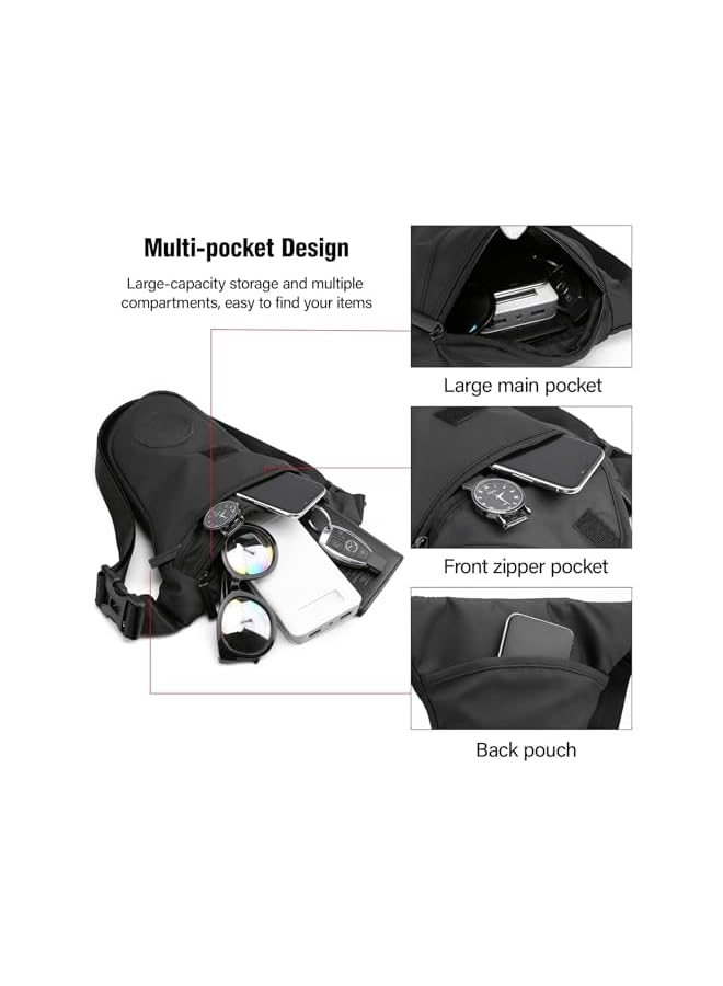 PROMASS promass Drop Leg Bag for Men, Motorcycle Thigh Bag Large Capacity Tactical Crossbody Backpack, Adjustable Waist Pack Shoulder Sling Pack for Camping Hiking Cycling Riding, Black - Image 3