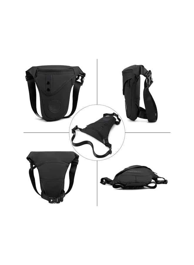 PROMASS promass Drop Leg Bag for Men, Motorcycle Thigh Bag Large Capacity Tactical Crossbody Backpack, Adjustable Waist Pack Shoulder Sling Pack for Camping Hiking Cycling Riding, Black - Image 2