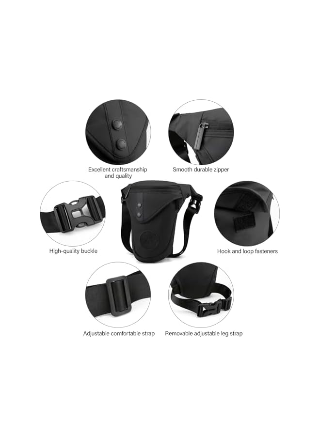 PROMASS promass Drop Leg Bag for Men, Motorcycle Thigh Bag Large Capacity Tactical Crossbody Backpack, Adjustable Waist Pack Shoulder Sling Pack for Camping Hiking Cycling Riding, Black - Image 5
