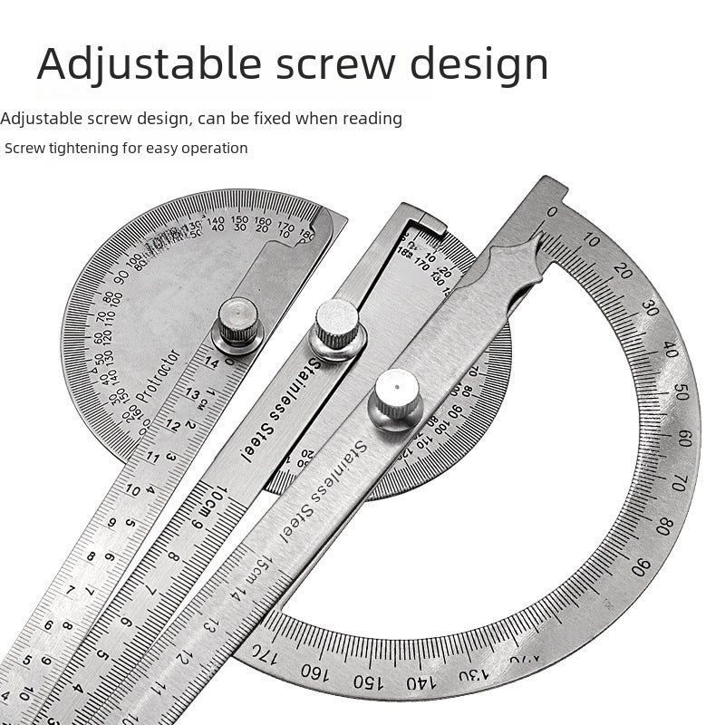 New Protractor Angle Ruler Stainless Steel Angle Gauge Angle Ruler 180 Degree Semicircle Woodworking Angle(0-180 °/14cm) - Image 5