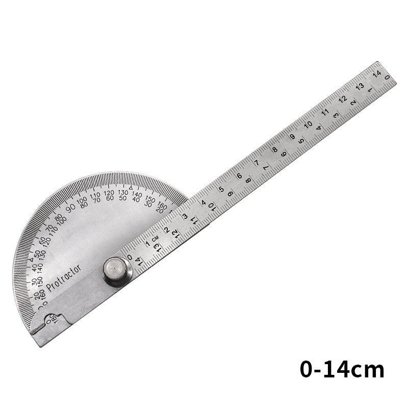 New Protractor Angle Ruler Stainless Steel Angle Gauge Angle Ruler 180 Degree Semicircle Woodworking Angle(0-180 °/14cm) - Image 1