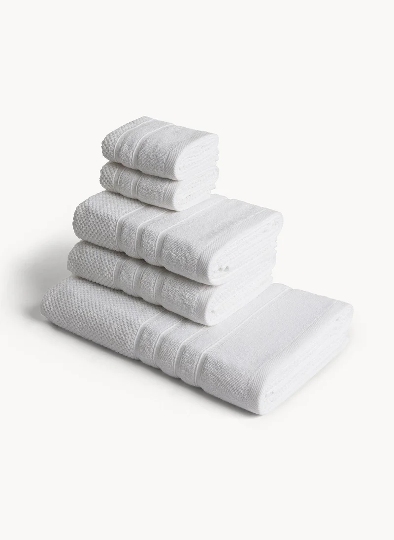Coincasa Coincasa-Set Of 5 Plain Cotton Terry Towels-Towel Sets-40X60+50X100+70X140CM-Light Grey