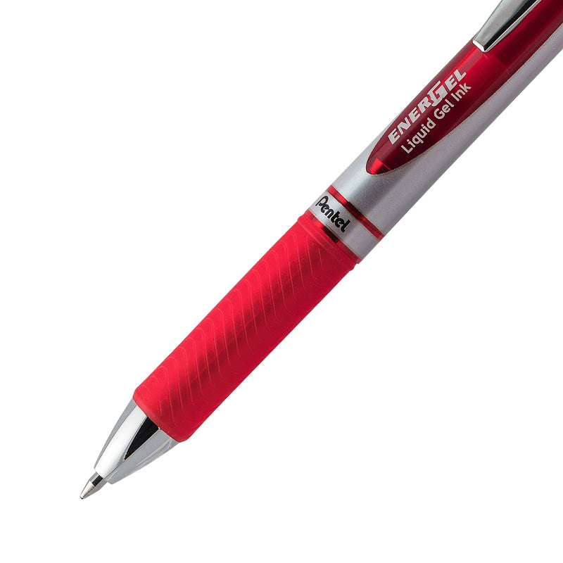 Pentel قلم جل سائل قابل للسحب من بنتل إنرجل ديلوكس RTX، (0.7 مم)، طرف معدني، حبر أحمر، عبوة 2 (BL77BP2B) - Image 4