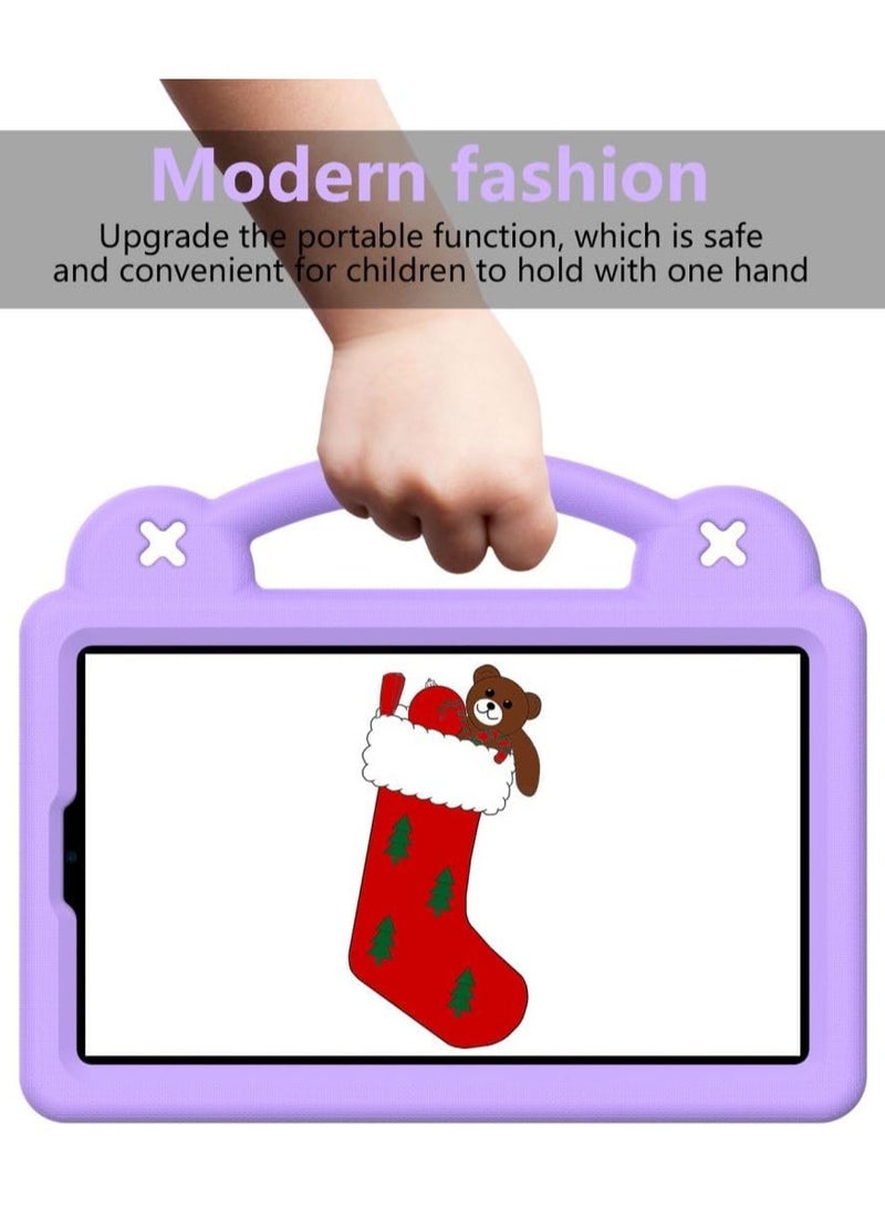 VKL Kids Case for Xiaomi Redmi Pad SE 4G 8.7 inch 2024, EVA Silicone Shockproof Handle Kids Friendly Cover with Foldable Stand and Detachable Cartoon Doll for Redmi Pad SE 8,7 2024 - Light Purple - Image 3
