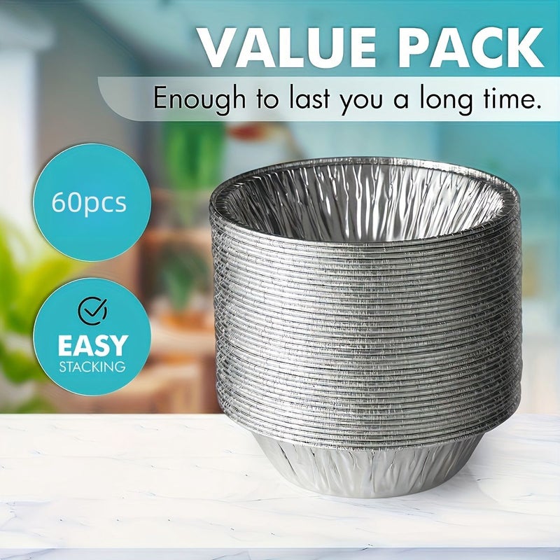 5 Inch Aluminum Foil Mini Pie Pans 60pcs Disposable Small Pie Tins For Bakeries Cafes Restaurants Durable For Pie Fruit Tarts Quiche - Image 1