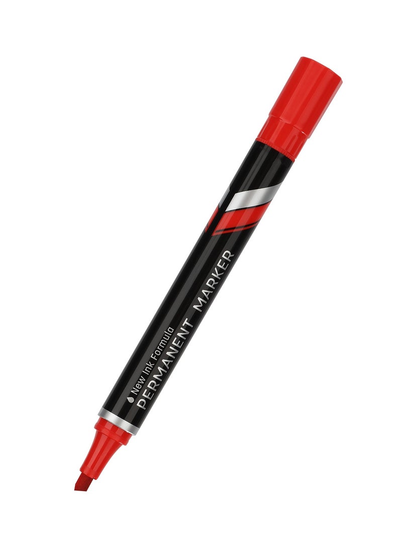 Deli 12-Piece Permanent Marker Set Red Chisel Tip 1.5-5mm - Image 3